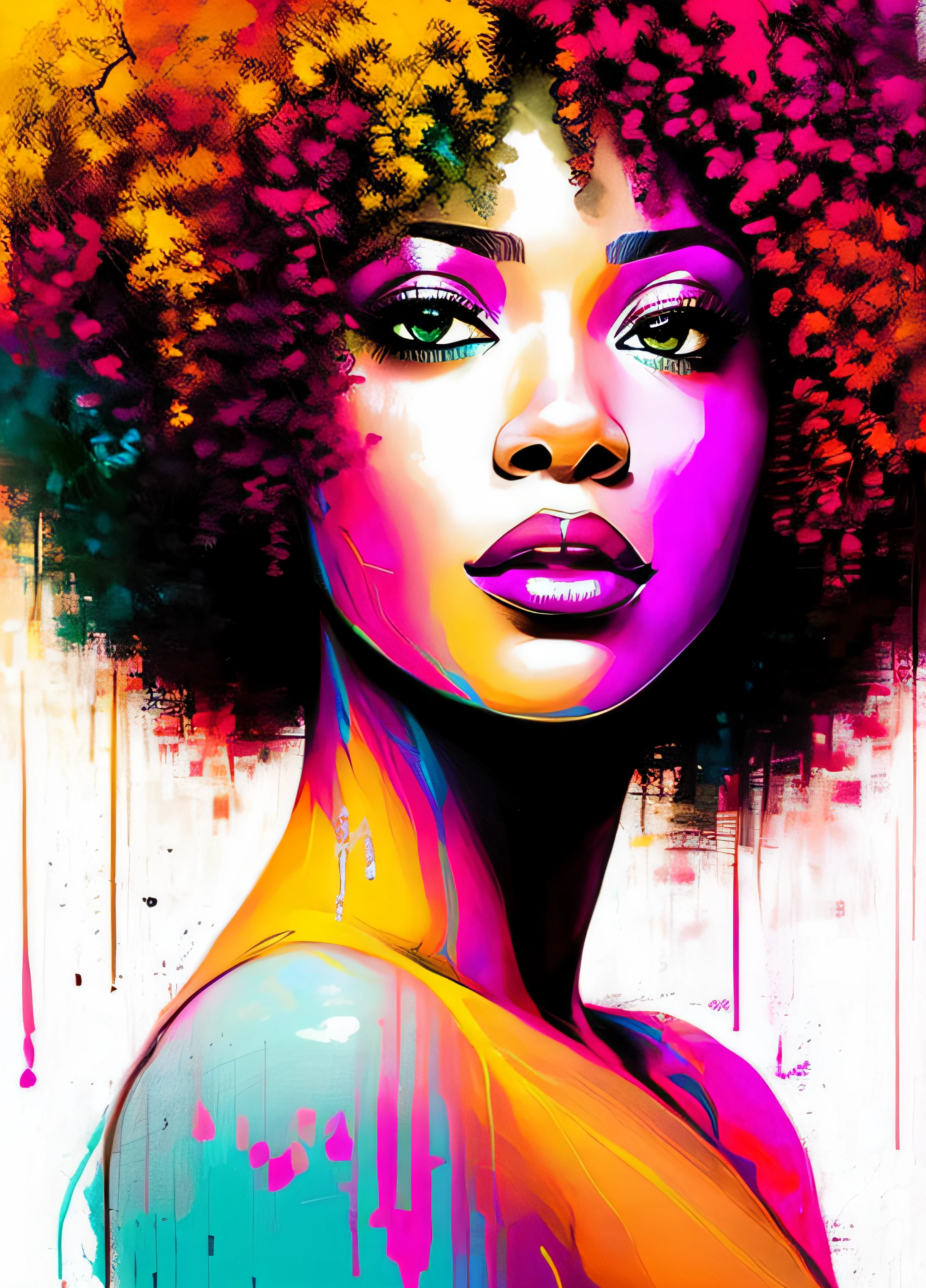 白色背景上一幅非洲女人脸的画, 卡恩·格里菲斯的涂鸦, behance, 涂鸦, 半音阶, 艺术品, 鲜艳的色彩