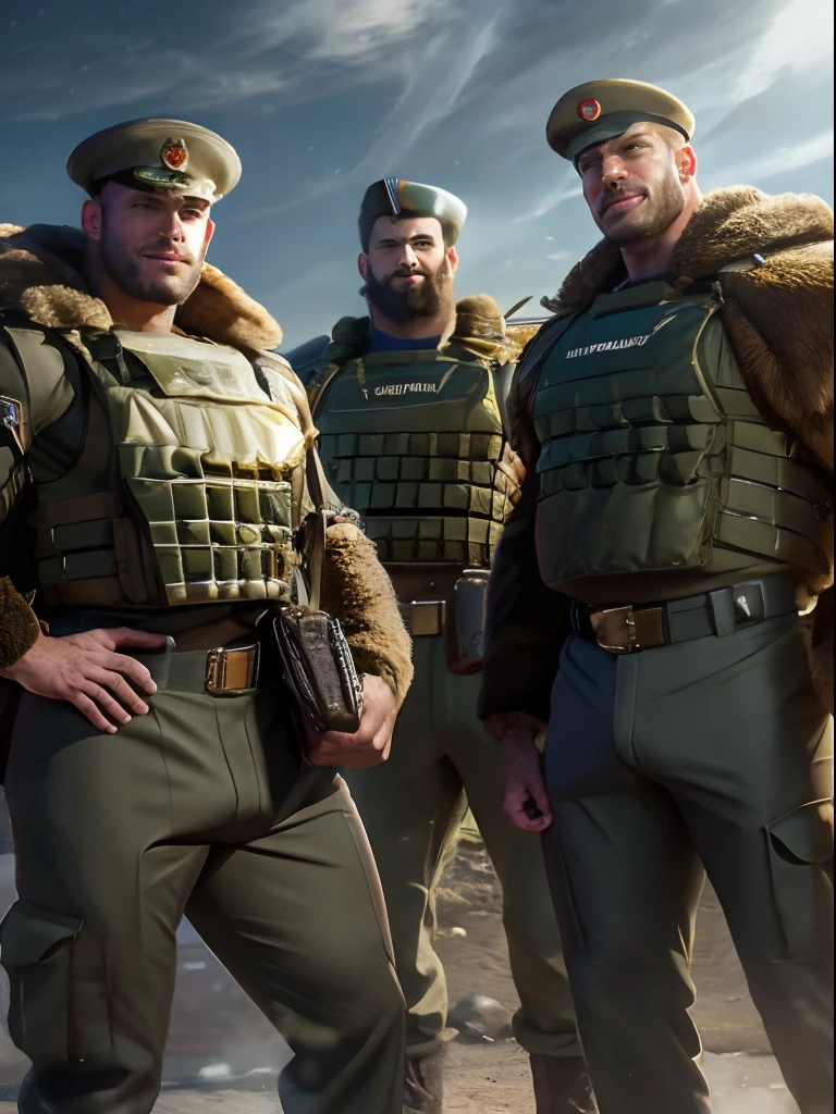 A group of soldiers standing next to each other in uniform - SeaArt AI