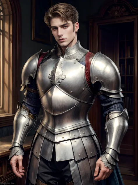 ((masterpiece, best quality, high resolution)) A handsome man in knight's armor