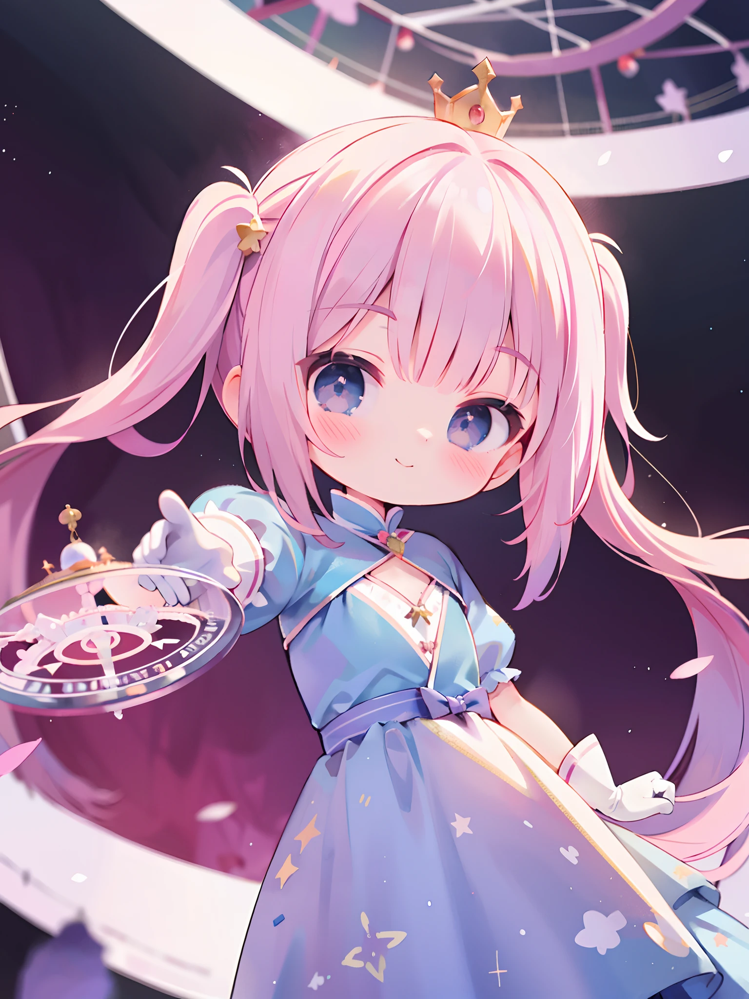 Anime girl with pink hair holding a cake in her hand - SeaArt AI