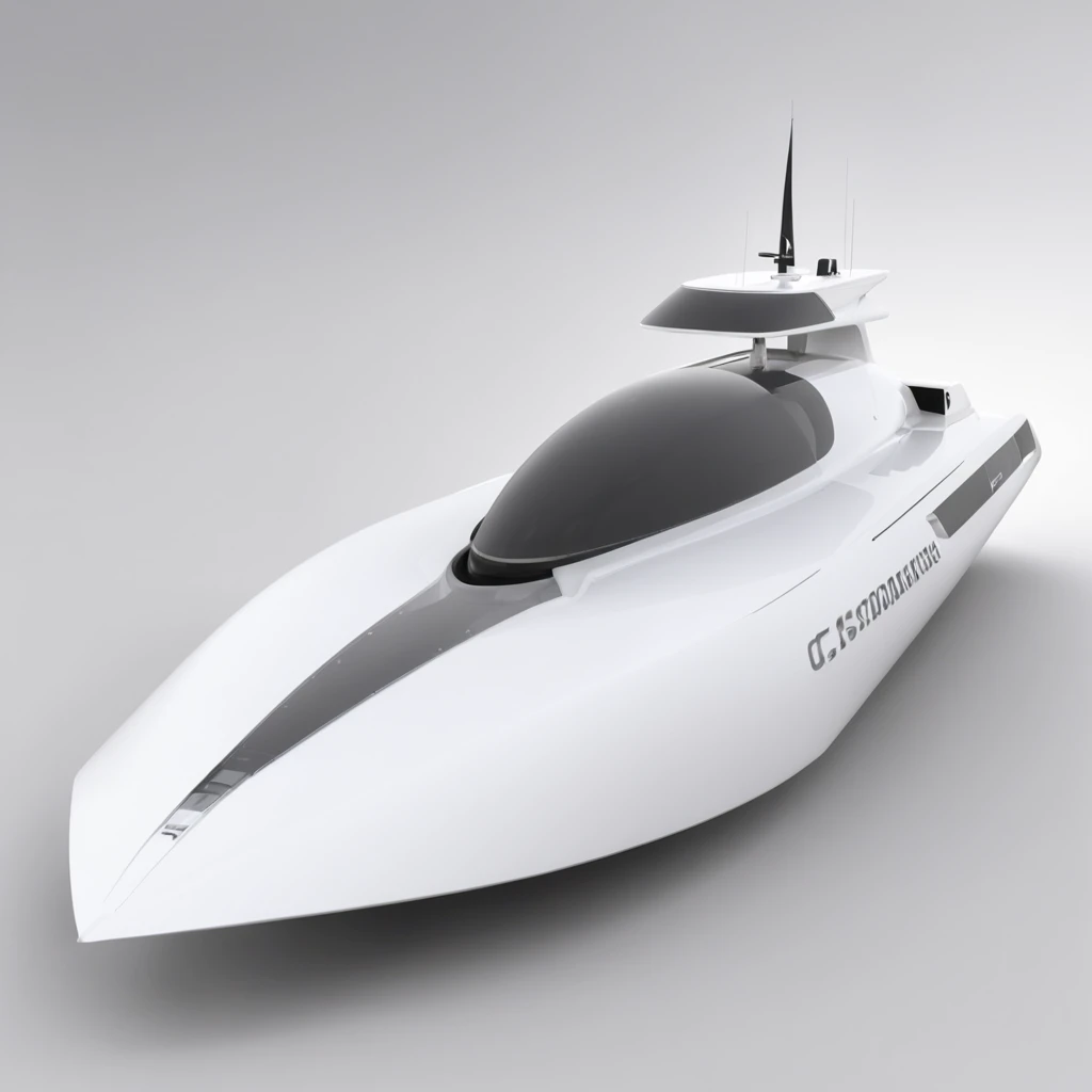 A close up of a toy boat with a steering on a white surface - SeaArt AI