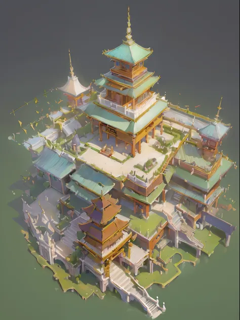 (isometric:1.5), (masterpiece, top quality, best quality, official art, beautiful and aesthetic:1.2),(16k, best quality, masterpiece:1.2),architecture, [:(black background:1.5):30],, east asian architecture, (simple background:1.5), scenery, no humans, sta...