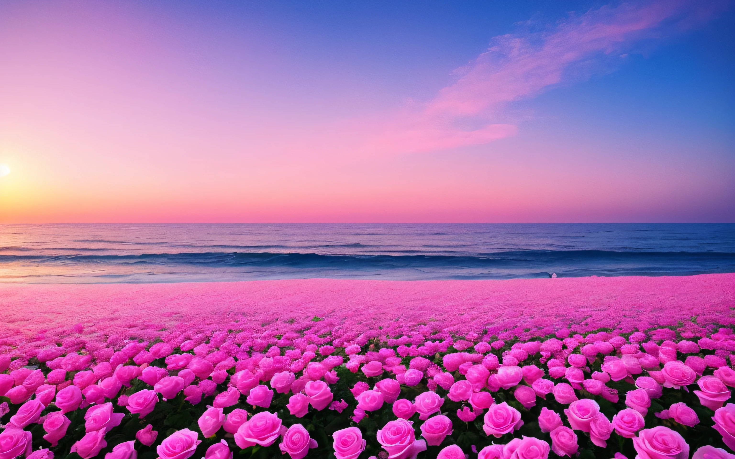 粉红月亮, 粉紅色的天空, 柔软的粉色云彩, pink ocean waves 闪闪发光的, 闪闪发光的, 粉色海洋上的粉色玫瑰, 幻想, 钻石, 王冠, 宇宙, 柔和的灯光,
