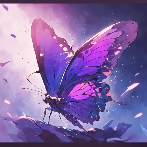 butterfly, realistic, colorful, vibrant colors, saturated colours, blue, purple, symmetrical, solid white background)