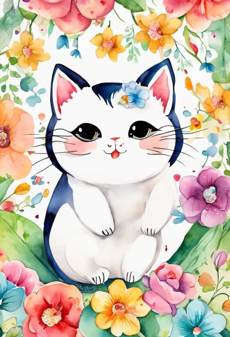 gatinhos,fofinhos, chibi, fundo simples, adorable animals, kawaii, vibrant colors