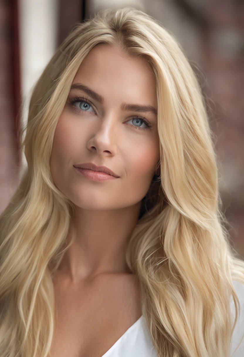 a close up of a woman with long blonde hair wearing a white top, beautiful blonde girl, beautiful blonde woman, blonde woman, blonde swedish woman, sexy girl with long blonde hair, blonde beautiful young woman, sleek blond hair, a gorgeous blonde, beautiful blonde hair, blonde and attractive features, long blonde hair and large eyes, long blonde hair and blue eyes