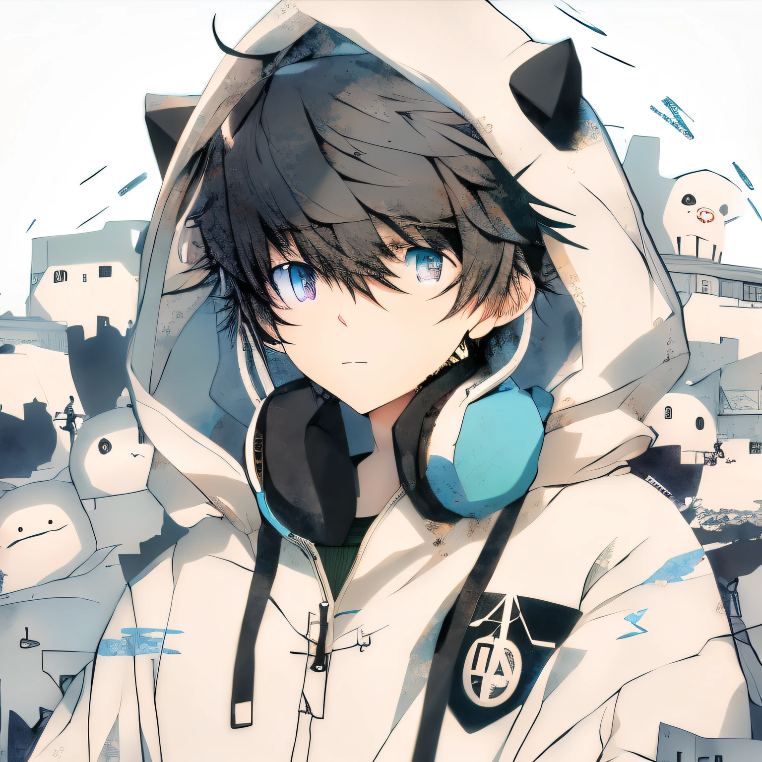 Anime boy headphones hoodie hotsell