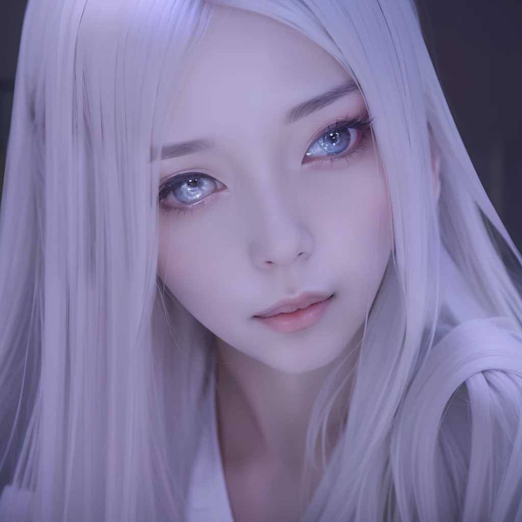 A close up of a woman with long white hair and a tie - SeaArt AI