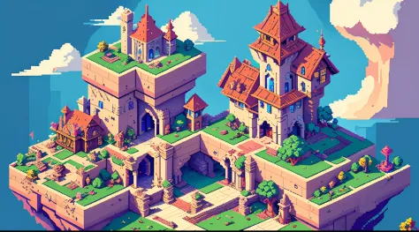 sorcerer's guild, amazing architecture, beautiful, vibrant colors, pixel art