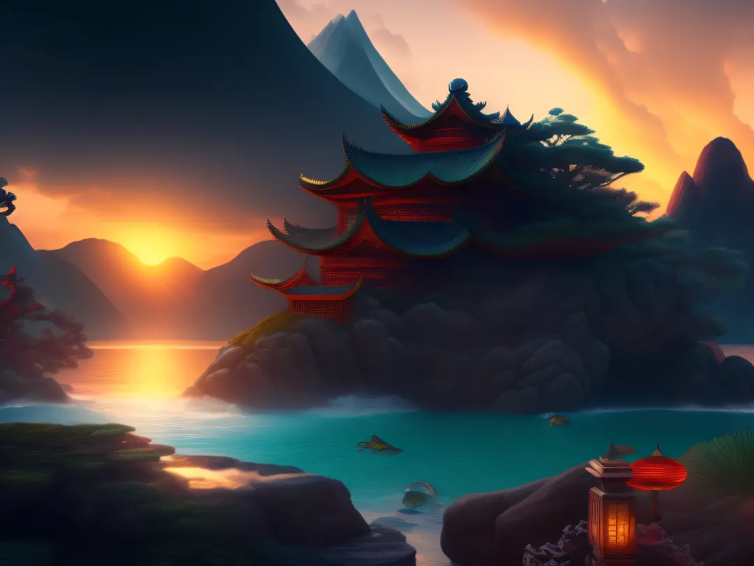 tmasterpiece，CG animation in 8K resolution，absurd res，Inspired by the Classic of Mountains and Seas，Chinese mythology and stories，mythological creatures，Black turtle，Bird's head，Snake's tail