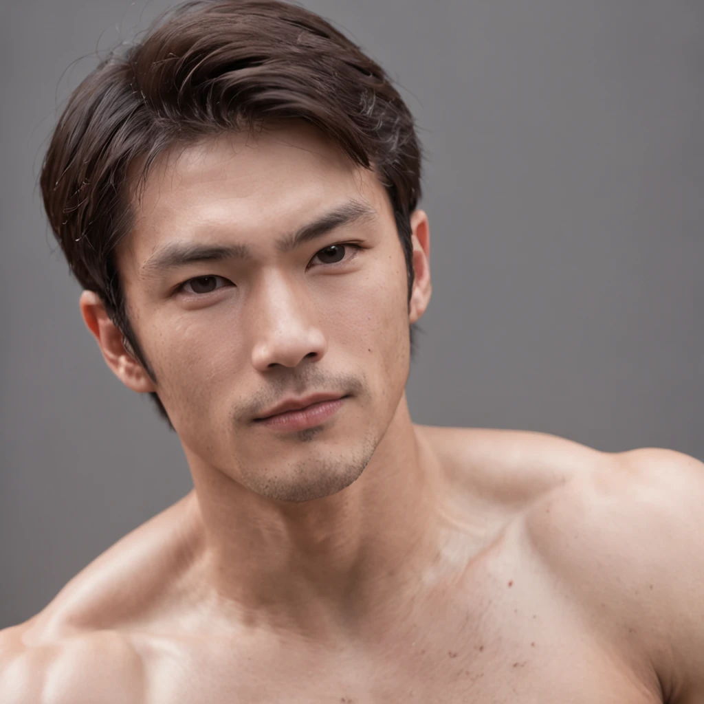 Arafed asian man with no shirt on posing for a picture - SeaArt AI