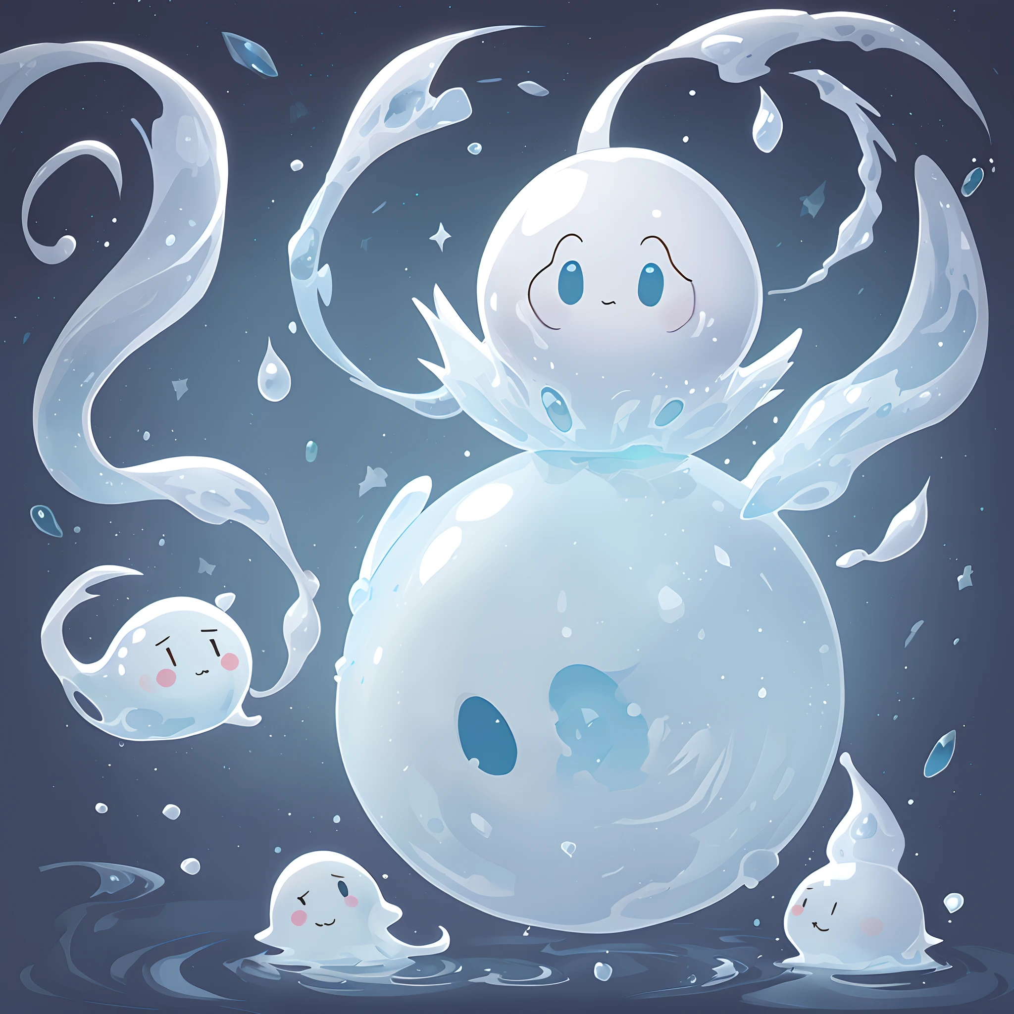 白色幽灵, 可爱的小, 漂浮的, 粘液状质地