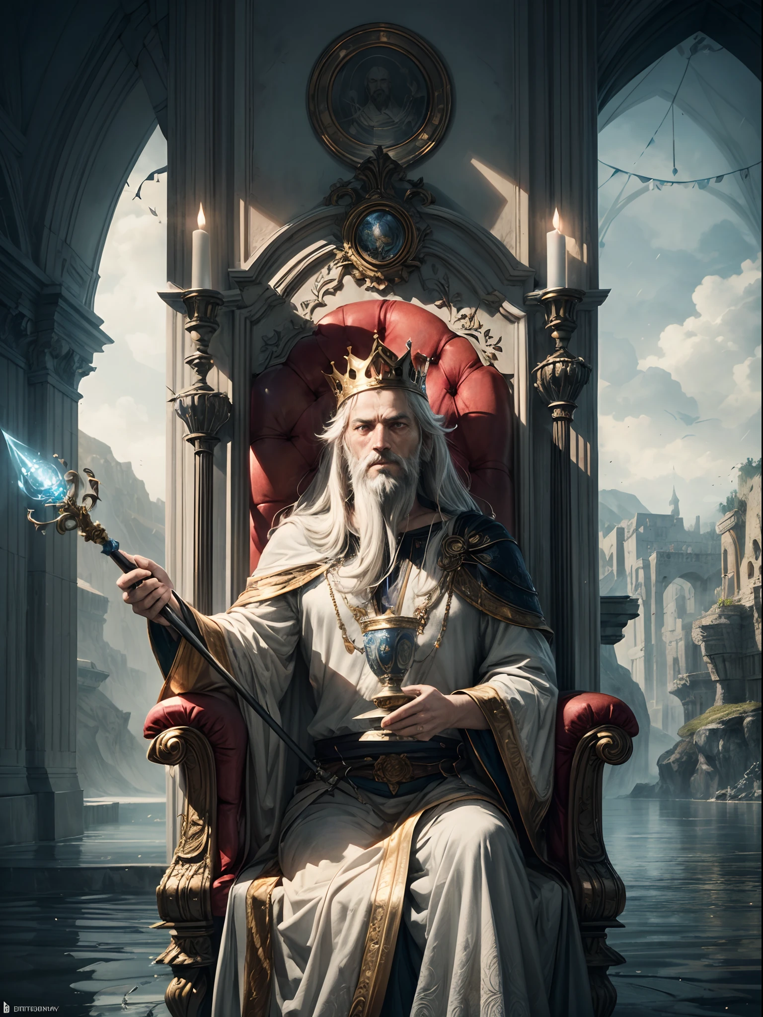 king on the throne, medieval, high fantasy, 8k, high resolution, 