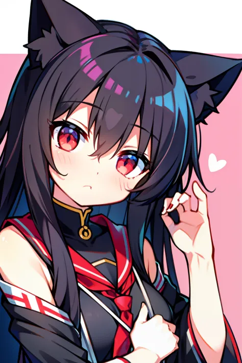 Anime girl with red eyes and black hair bow, anime girl with cat ears, anime  catgirl, beautiful anime catgirl, Anime style illustration - SeaArt AI