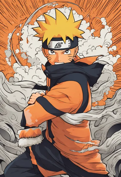 "Create a breathtaking movie poster inspired by Masashi Kishimoto's Naruto, showcasing the legendary Naruto Uzumaki in all his glory."