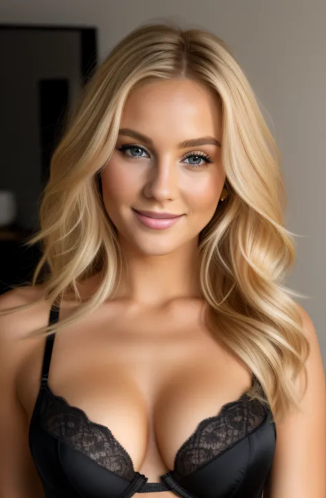 Blonde woman in black bra top posing for a photo in a studio, beautiful blonde woman, Blonde Frau, blonde and attractive features, blonde beautiful young woman, beautiful blonde girl, A beautiful blonde, sexy girl with long blonde hair, junge blonde frau, ...