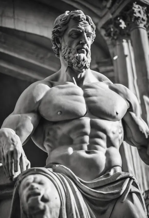 Greek muscle philosopher man statue, Ultra Detalhado, Breaking statues ...