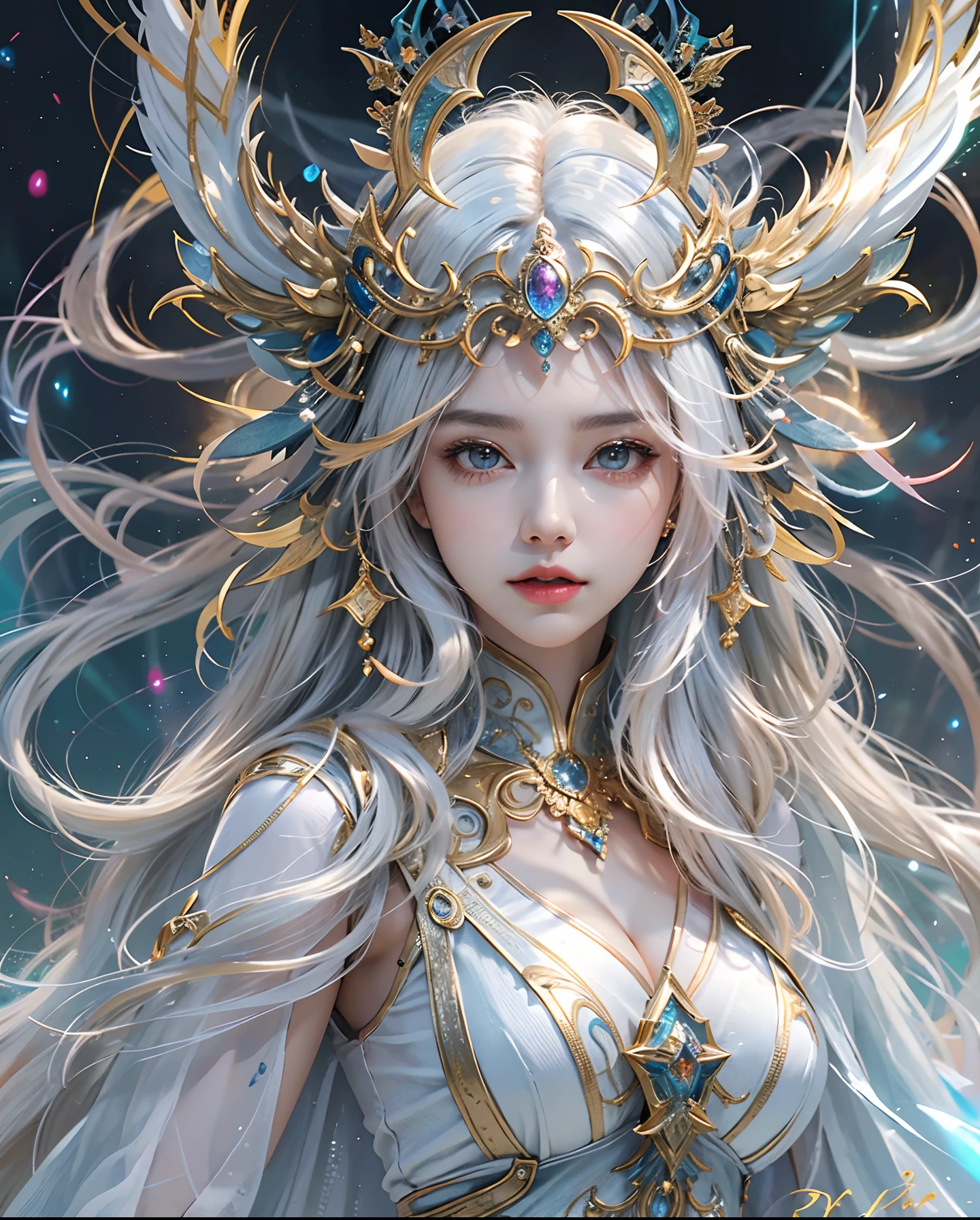 A close up of a woman with long hair wearing a crown - SeaArt AI