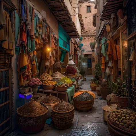 Moroccan Medina, Amazigh clothing, Touristes dans le souk, Masterpiece, Best quality, ultra highres, .RAW, ((Riad)), marrakech, ...