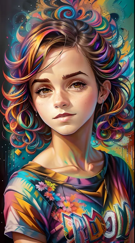 (Emma Watson vestindo de rockeira   ),,  Eduardo Kobra acolchoamento , Multidimensional geometric wall, retrato, arte, Chibi,
Ya...