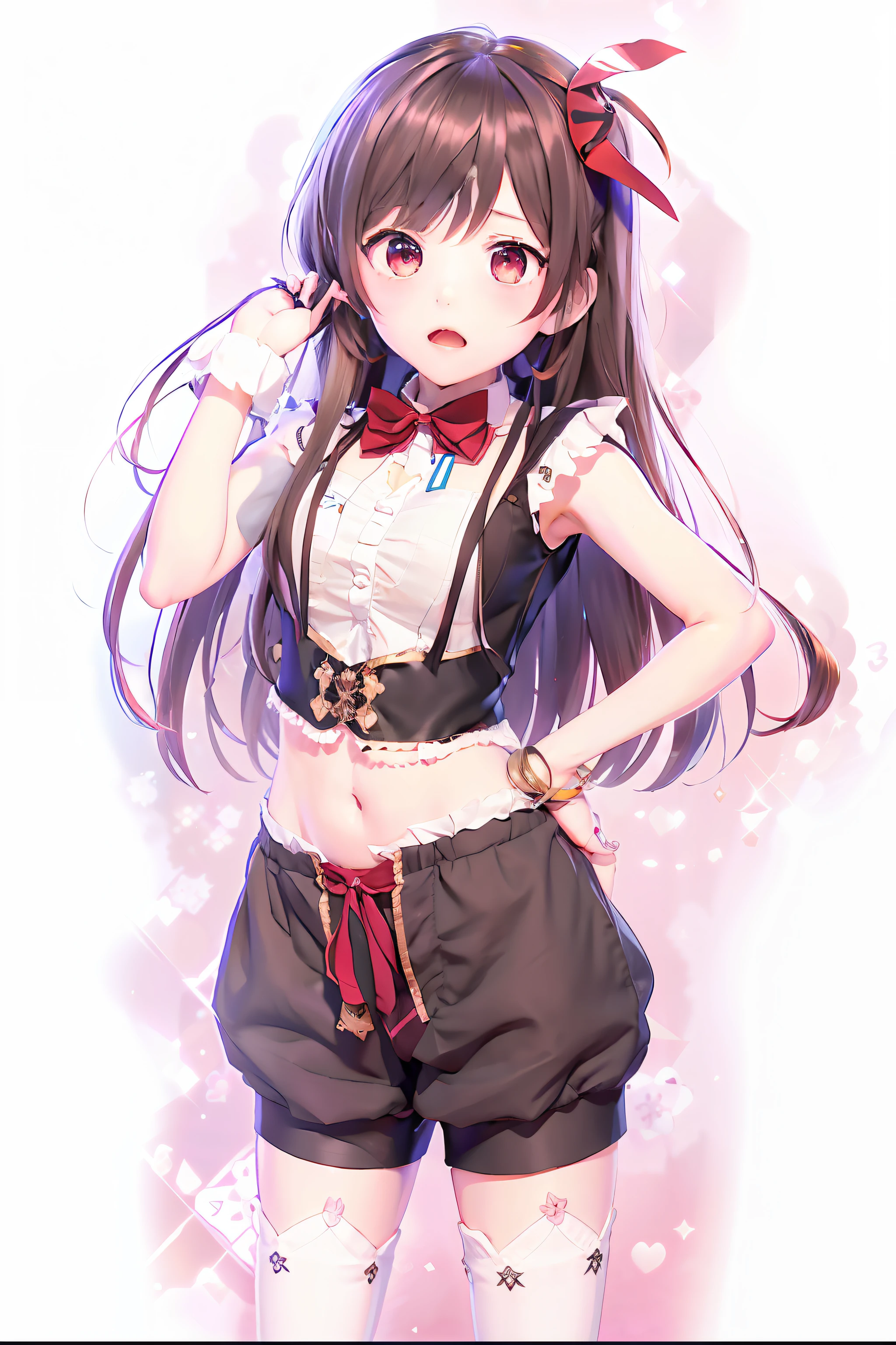 Anime girl with long hair and suspenders posing for a picture - SeaArt AI