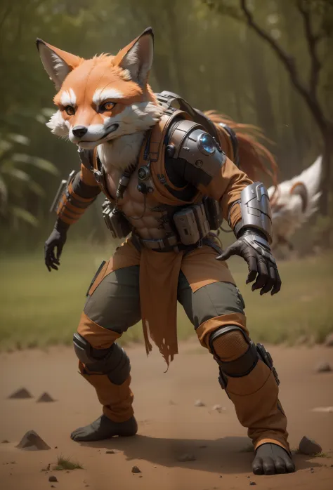 Sci fi humanoid creature with the feather of a fox and mutant traits similar to rocket real photography, natural light, photorealism, cinematic rendering, ray tracing, the highest quality, the highest detail, Cinematic, Third-Person View, Blur Effect, Long...