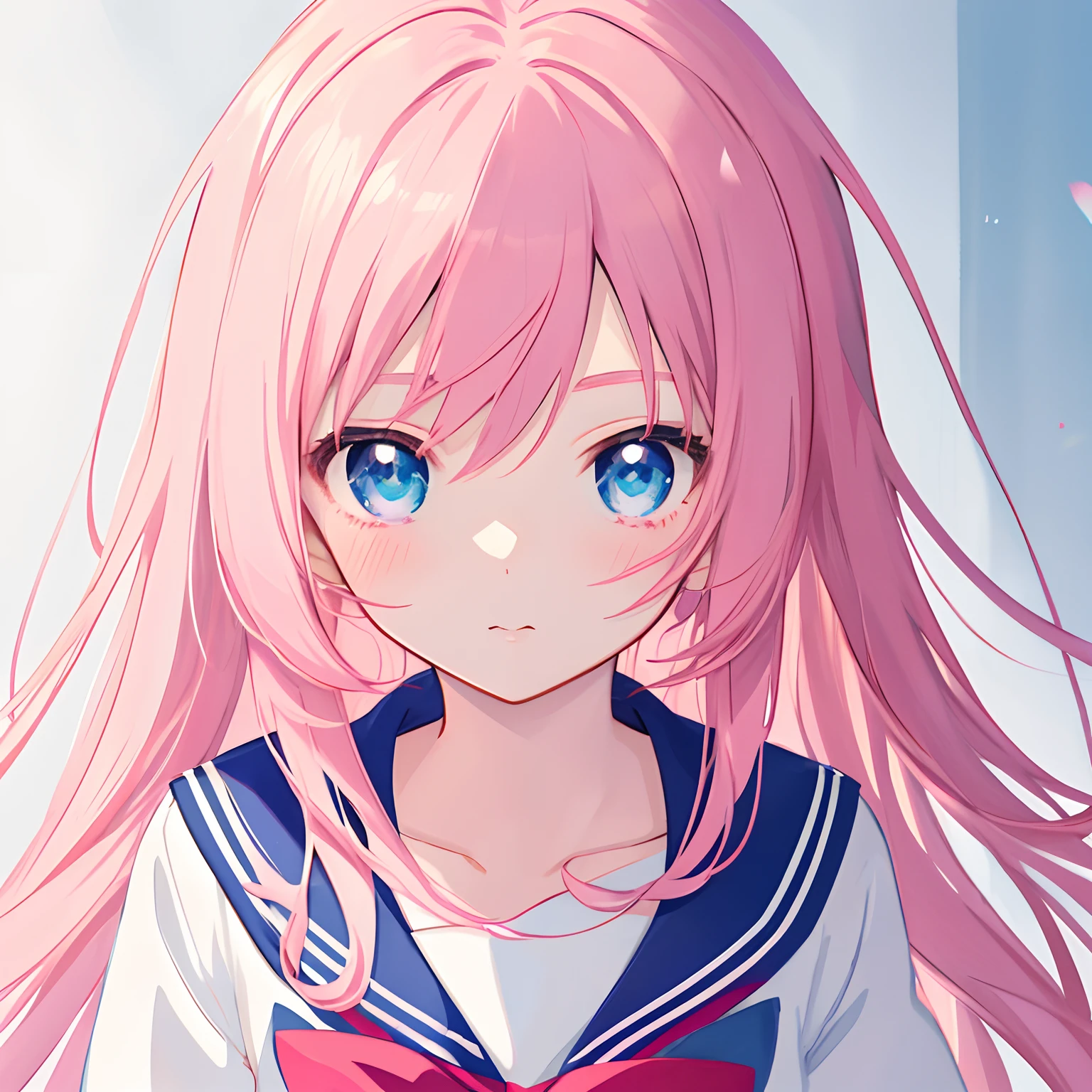 Anime girl with pink hair and blue eyes in sailor outfit - SeaArt AI