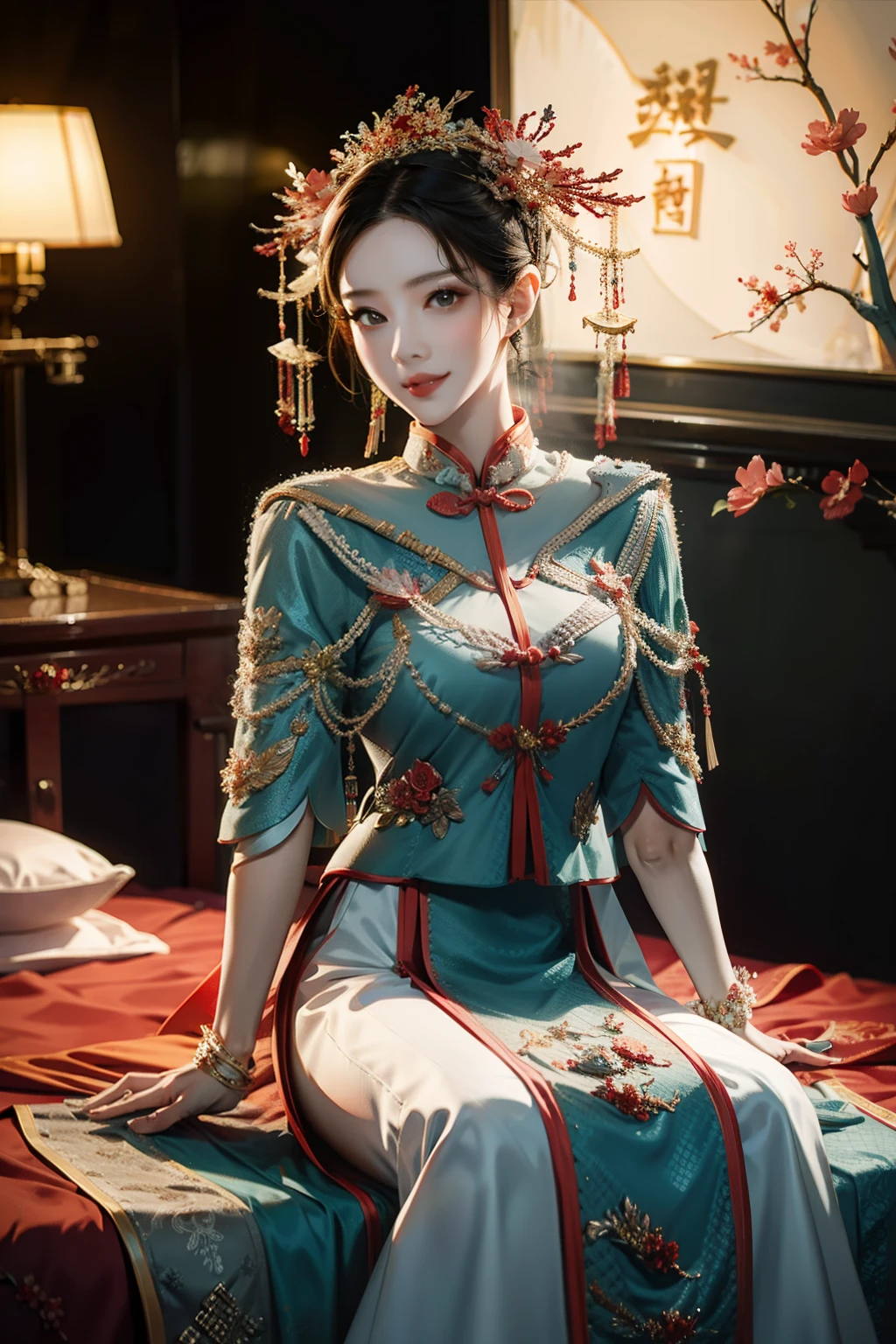 novia china，usando un velo
