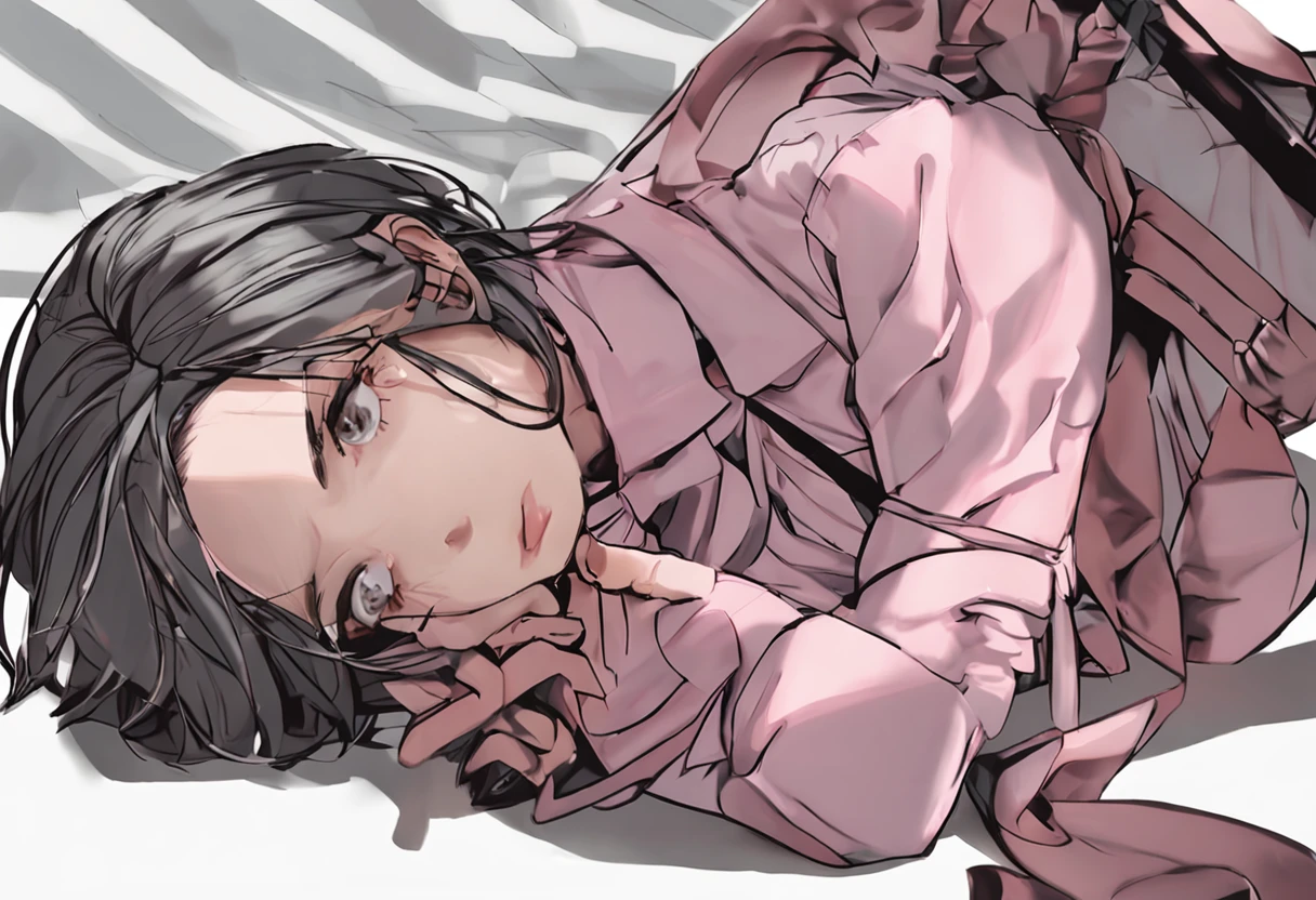 Anime girl laying on the ground with her head on her hands - SeaArt AI