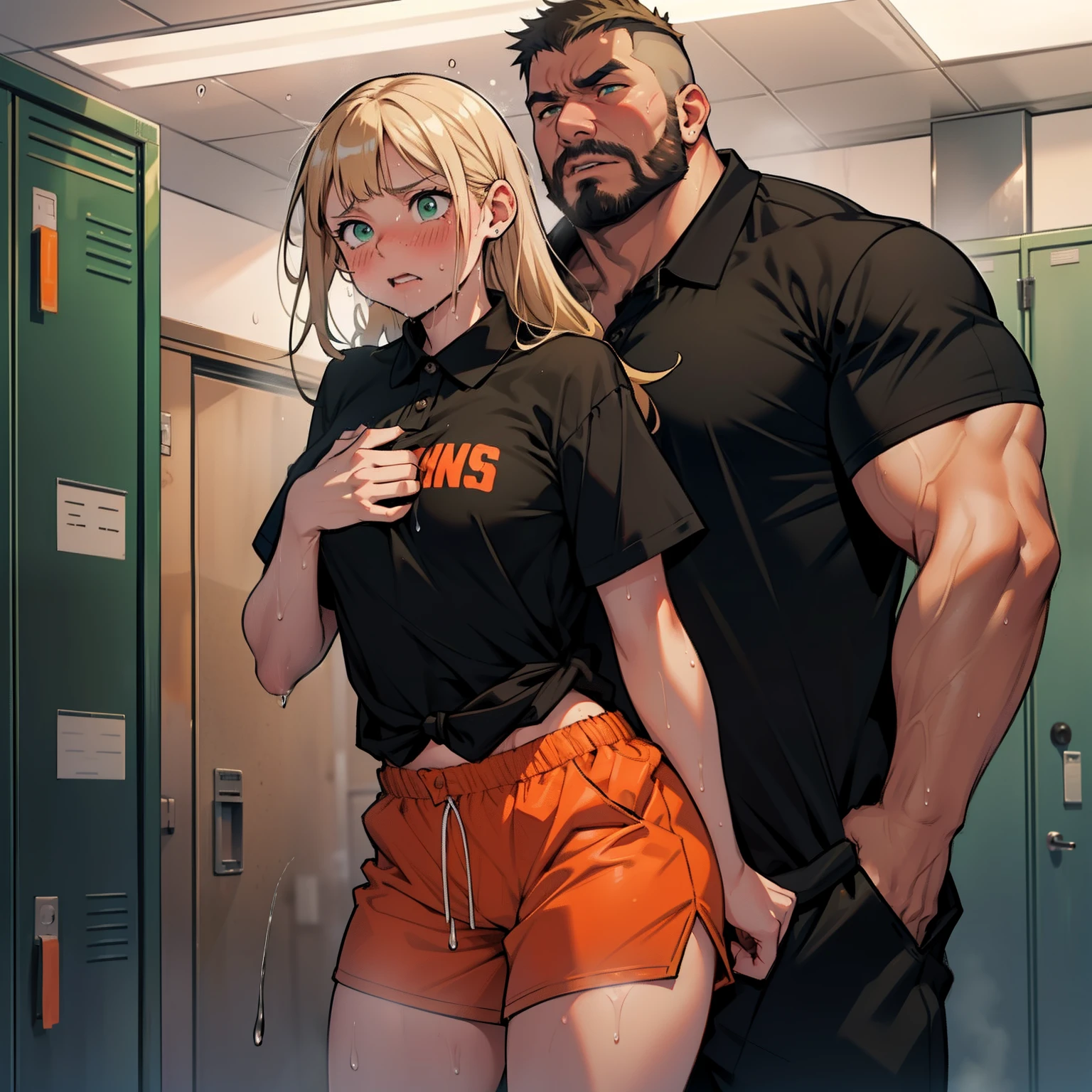 Anime character with a man and woman standing in a hallway - SeaArt AI