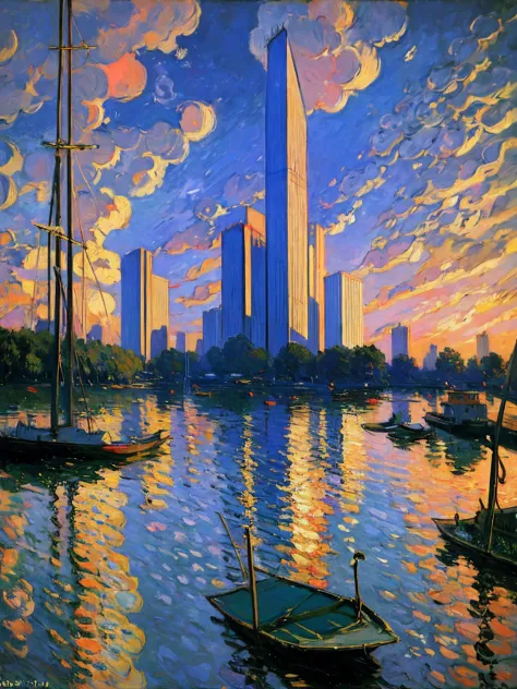 beautiful oil painting of tokyo in the style of claude monet, offcial art, impresionismo