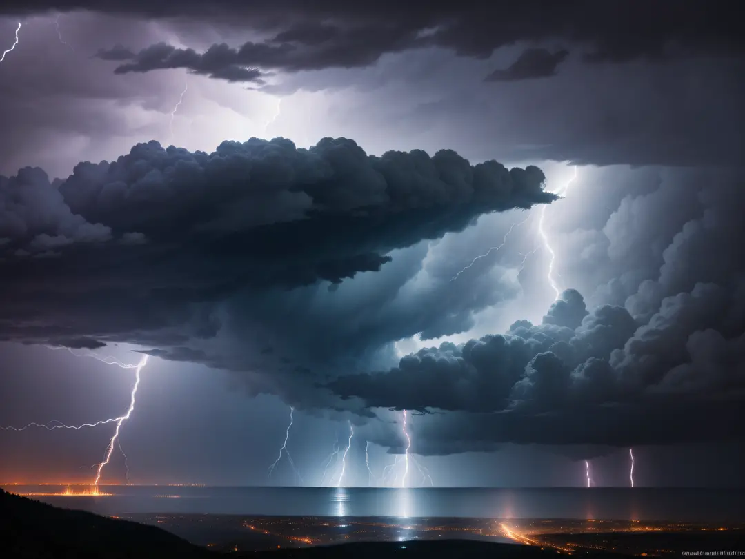 A Chaotic Thundercloud with Lightning Strikes Within by Derrick Neill