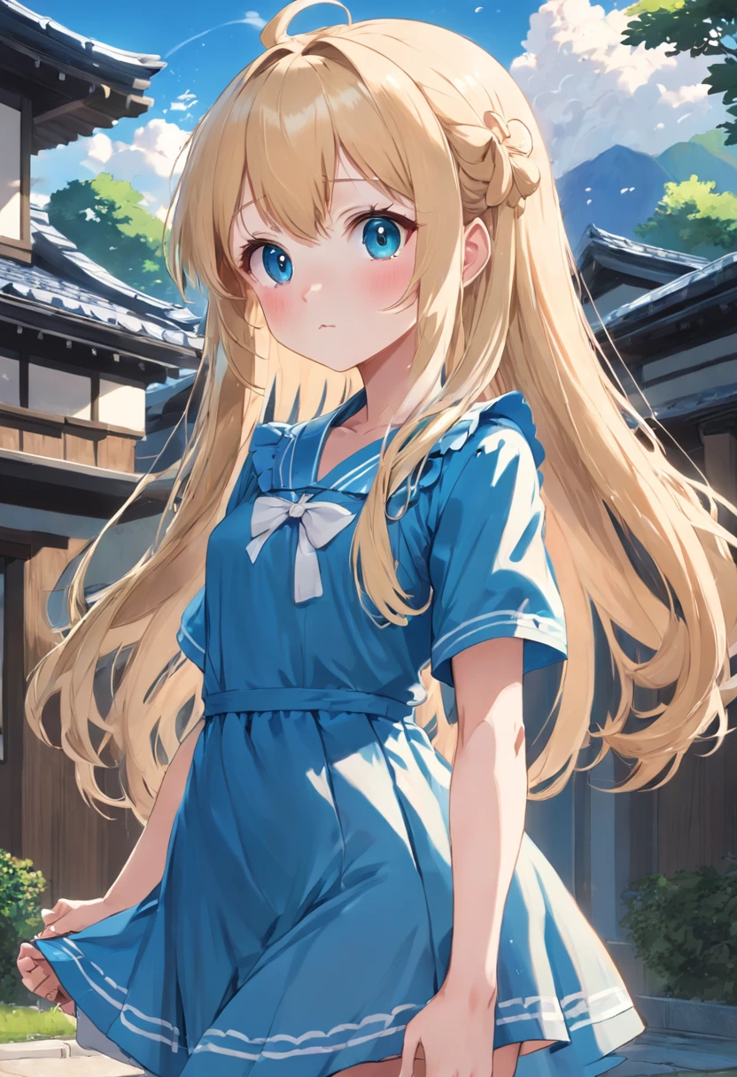 Anime girl with long blonde ha - SeaArt AI