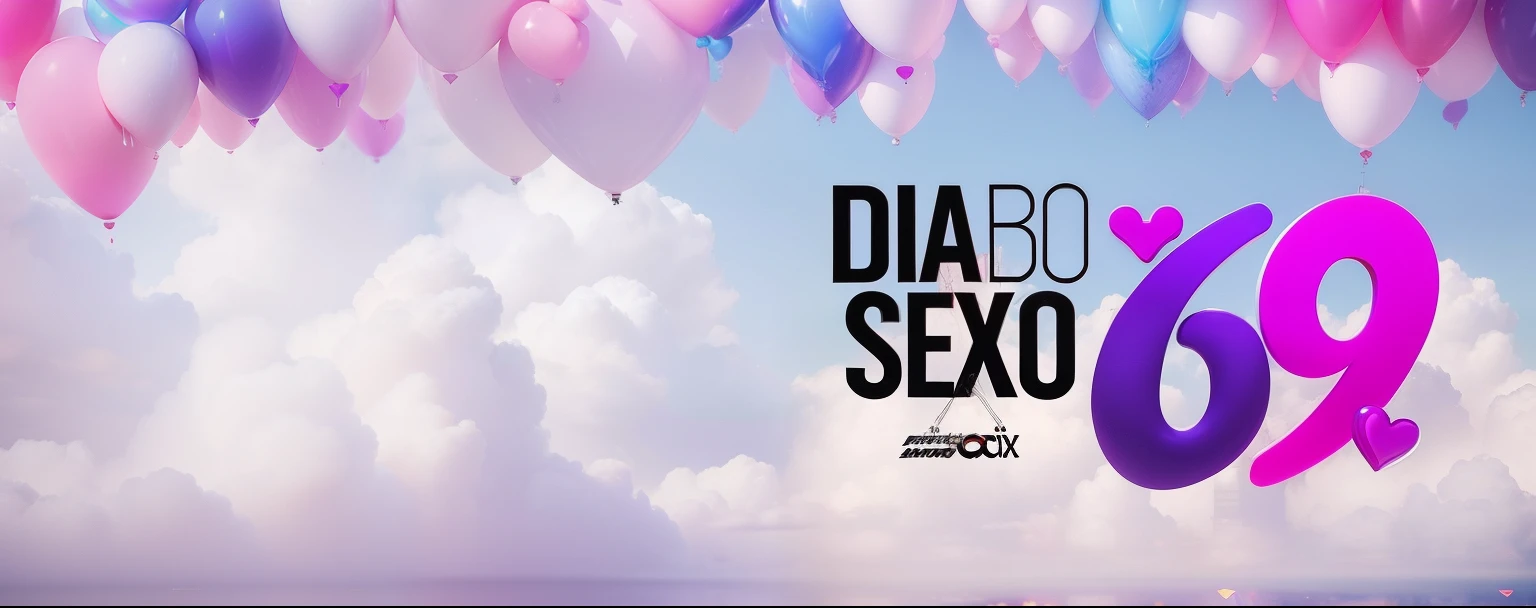 Un gros plan d'un tas de ballons avec les mots dia do sexo - SeaArt AI