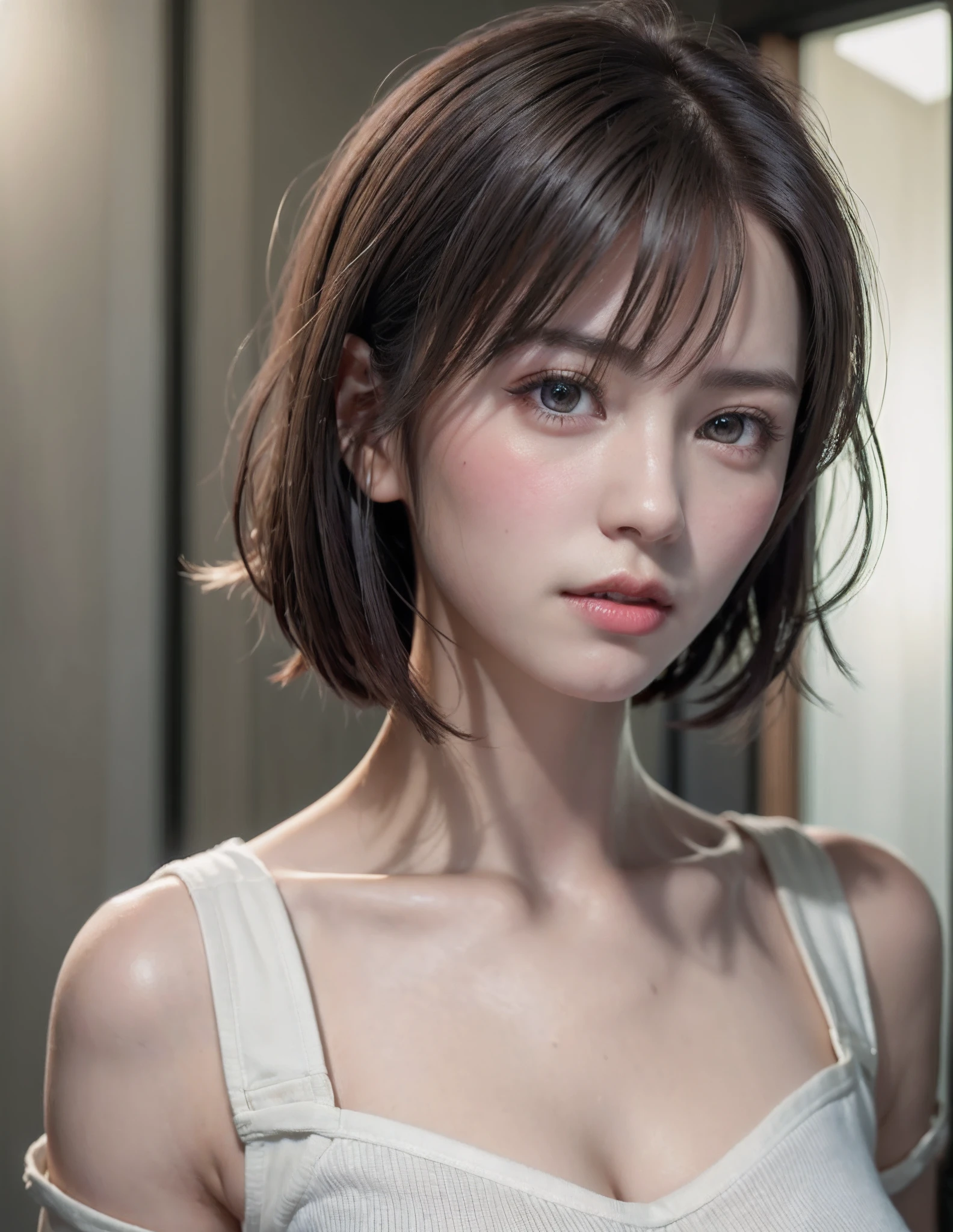 Digital portrait of gorgeous Japan short-haired woman, Beautiful face, Convoluted, Cinematic, Realistic epic, unreal enginee 5, Gorgeous, Incredible color grading, Trending on ArtStation, Photography,