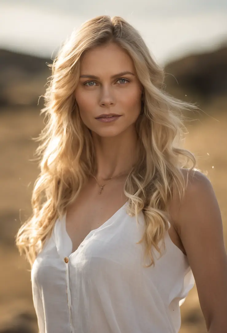 Blonde woman with long hair and white shirt staring at camera, Nahaufnahme der blonden Frau, blonde and attractive features, blonde schwedin frau, Blonde Frau, A photograph of a beautiful woman, attraktive Frau, junge blonde frau, beautiful blonde woman, a...