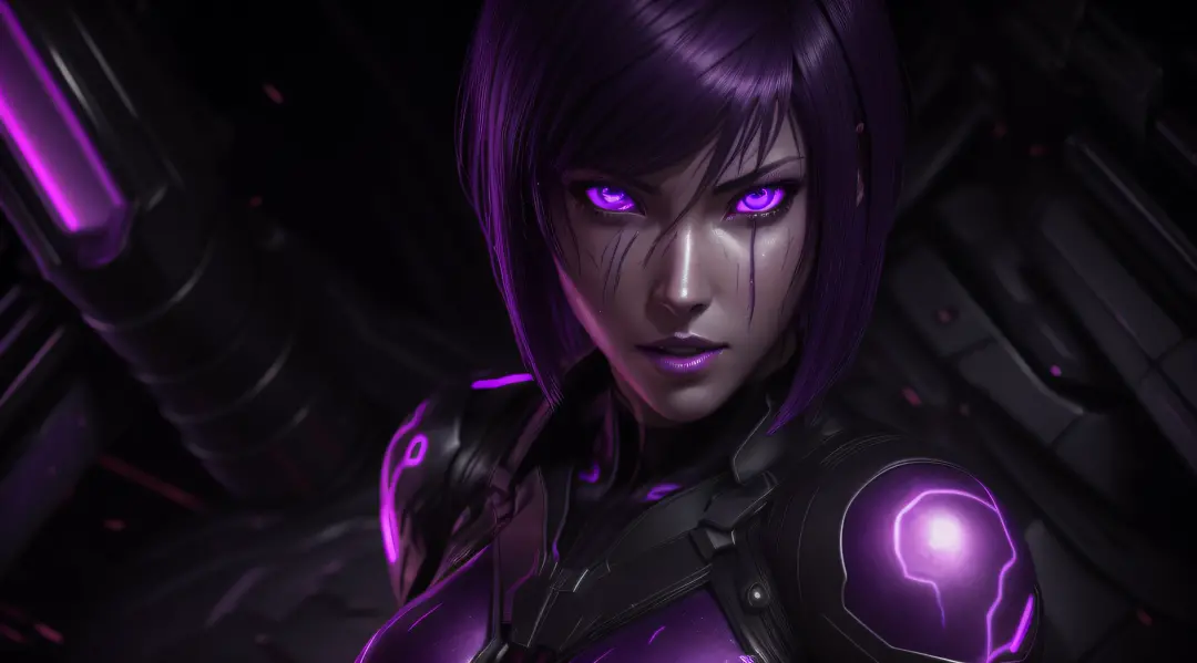 sexy motoko, Glow, seductive, glowing purple eyes , sexy , (ultra photorealistic:1.3), (masterpiece:1.4), best quality, ((realistic)), high quality, ultra detailed, ((real image)), ((realistic skin)), ((realistic face)),(illustration:1.05), (beautiful:1.05...