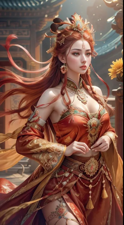 Best quality,Masterpiece,ultra-detailed high res,(Photorealistic:1.4),RAW photo,,illustration,
1girl dancing,Phoenix crown，Exqui...