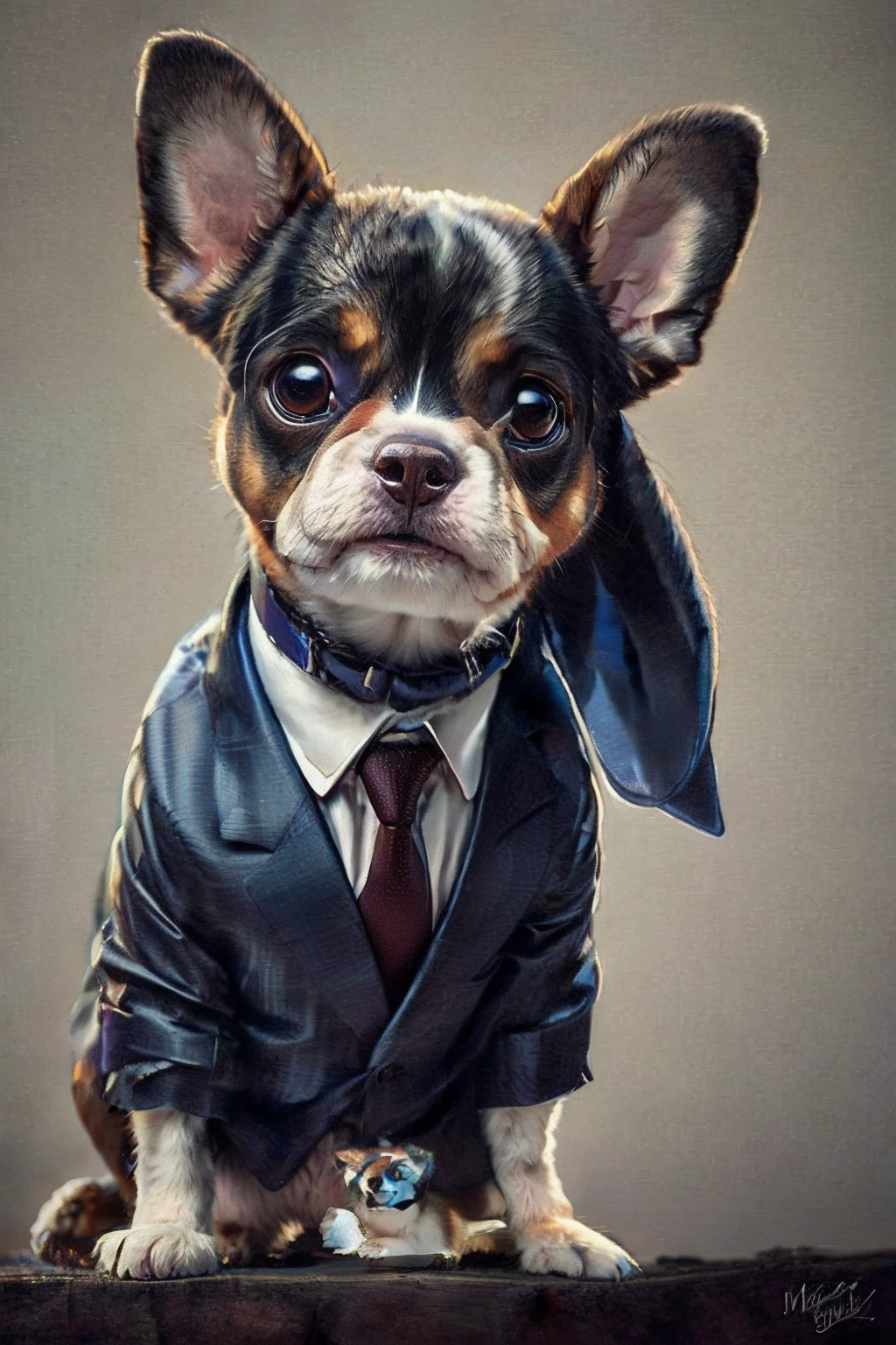 A close up of a dog wearing a suit and tie - SeaArt AI