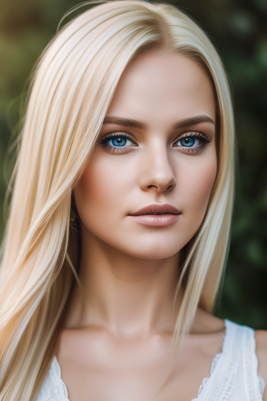 A woman with blonde hair and blue eyes posing for a picture - SeaArt AI