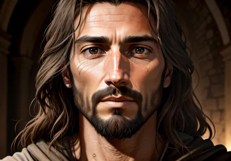 Face of Jesus, realistic epic