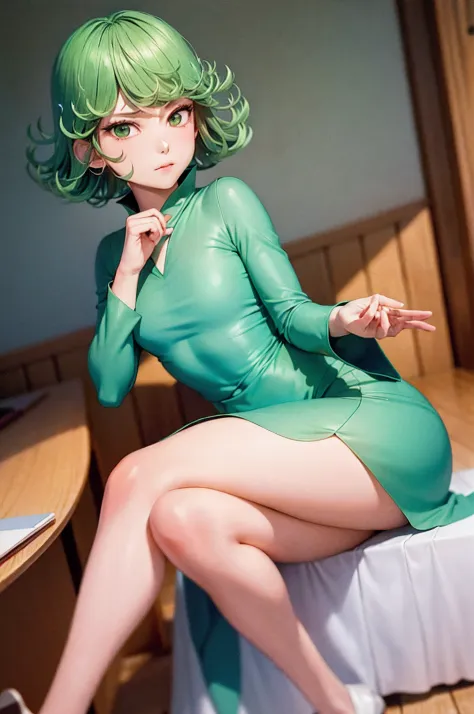 (masterpiece, best quality:1.2), solo, 1girl, tatsumaki, unamused, closed mouth, looking at viewer, hand on our face, sitting, She wore Dunhuang flying clothes,crossing leg
