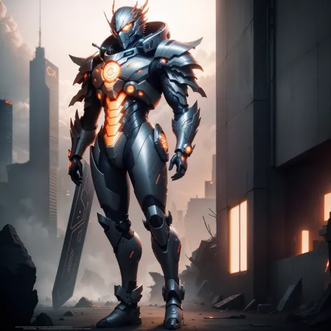 Cybernetic Armor Phoenix Ikki, Futuristic, Post-Apocalypse, Cinematic, Hyper Detailed, Global Light, high quality