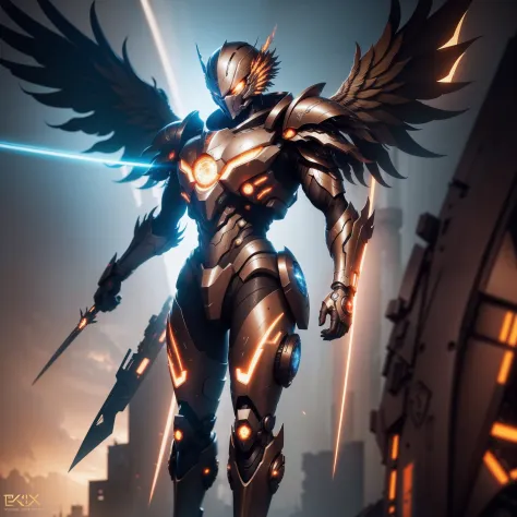 Cybernetic Armor Phoenix Ikki, Futuristic, Post-Apocalypse, Cinematic, Hyper Detailed, Global Light, high quality