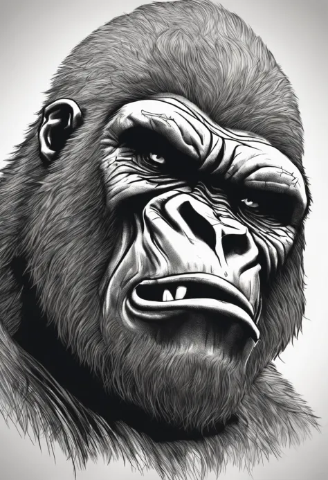 angry Gorilla Drawing. We just need the Head with Part of the Neck. (((Gorilla needs to be angry looking))), Bad Ass with a massive muscular Neck. Head is direct front View. ((( Aggressive ))), open mouth