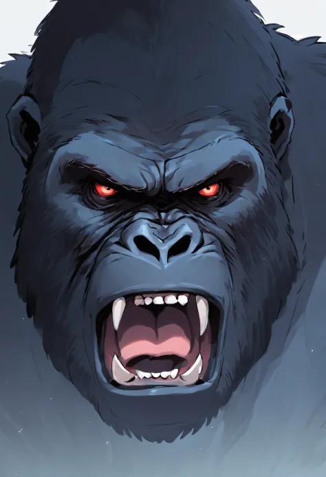 angry Gorilla Drawing. We just need the Head with Part of the Neck. (((Gorilla needs to be angry looking))), Bad Ass with a massive muscular Neck. (direct front View). ((( Aggressive ))), open mouth