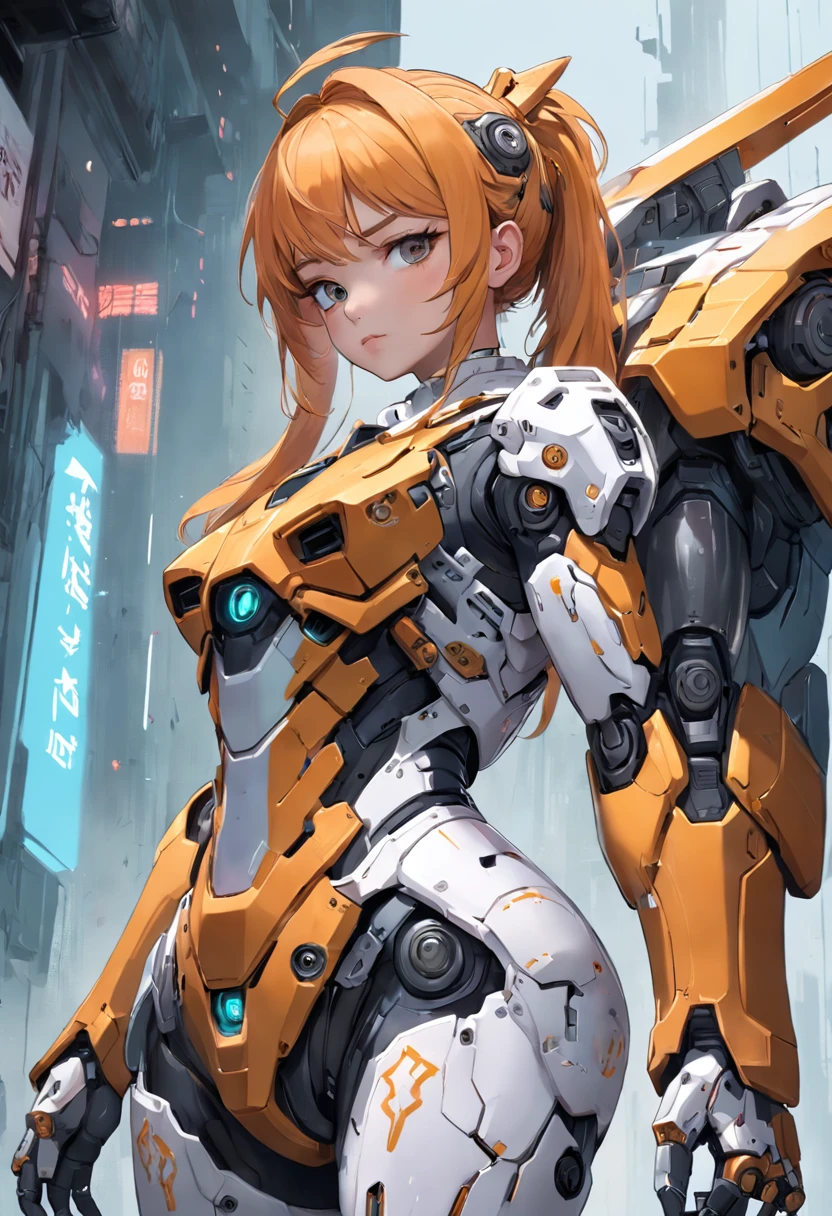 A close-up of a woman, girl in mecha cyber armor, cyberpunk anime girl mech, female mecha, Mechanized Valkyrie girl, High quality digital concept art, epic scifi character art, epic sci-fi character art, inspired by Marek Okon, arasaka mech, android heroine，stand posture