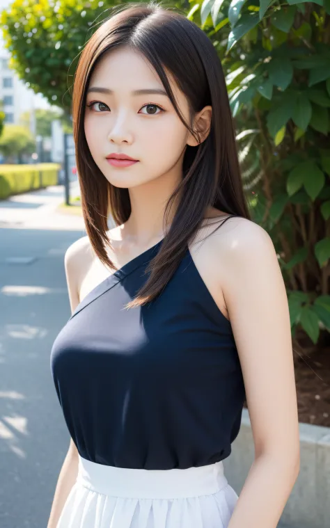 ((Best Quality, 8K, masutepiece: 1.3)), (Sharp Focus: 1.2), 1 girl, face shot, close-up, Neat and clean beauty, 20 years old, Japanese, Classy and elegant, slightly open mouth, Cute, Shy, A pretty girl with perfect figure, ((shoulder length straight hair s...