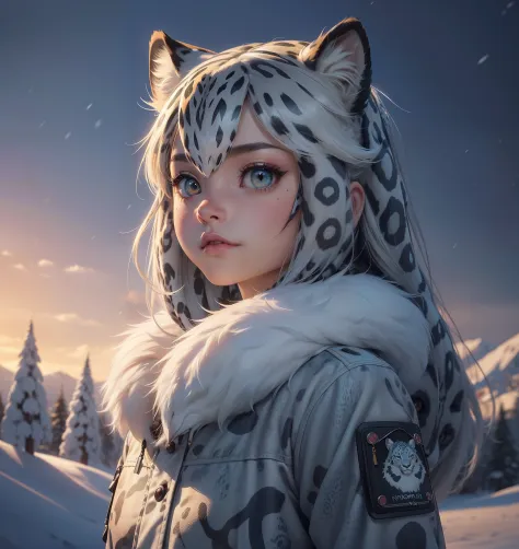 uploaded on e621, (kemono, anime anthro, anime furry), (female anthro snow leopard), young adult, gorgeous, photo model, ultra c...