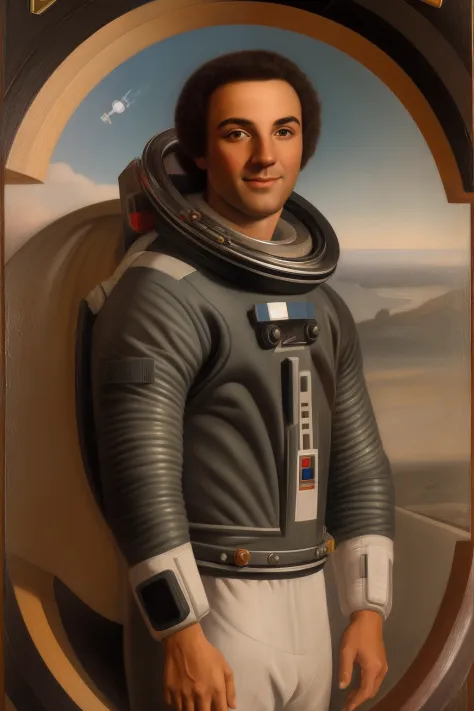 portrait of a futuristic male spaniard astronaut young boy